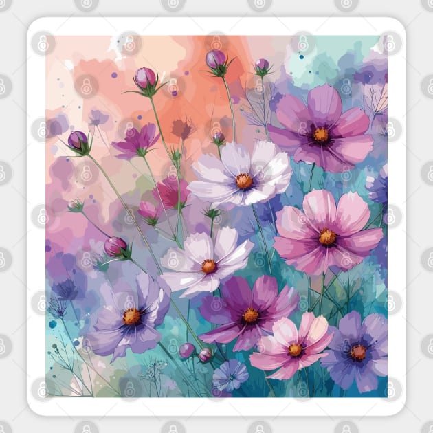 Lavender Cosmos Flowers Sticker by Jenni Arts